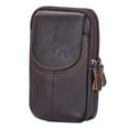thumbnail image 1 of 5pcs Men Cowhide Leather Phone Belt Bags Solid Color Zipper Fanny Pack, 1 of 10