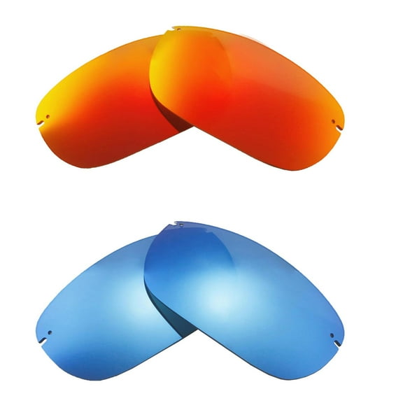 Walleva 2 Paris Polarized Replacement Lenses For Maui Jim Makaha Sunglasses-Fire Red   Ice Blue