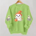 thumbnail image 4 of Mifsaly Womens Funny Novelty Halloween Ghost Graphic Pullover Sweatshirt Casual Long Sleeve Crewneck Fleece Tops Cozy Autumn for Everyday Outfits Green,XL, 4 of 5
