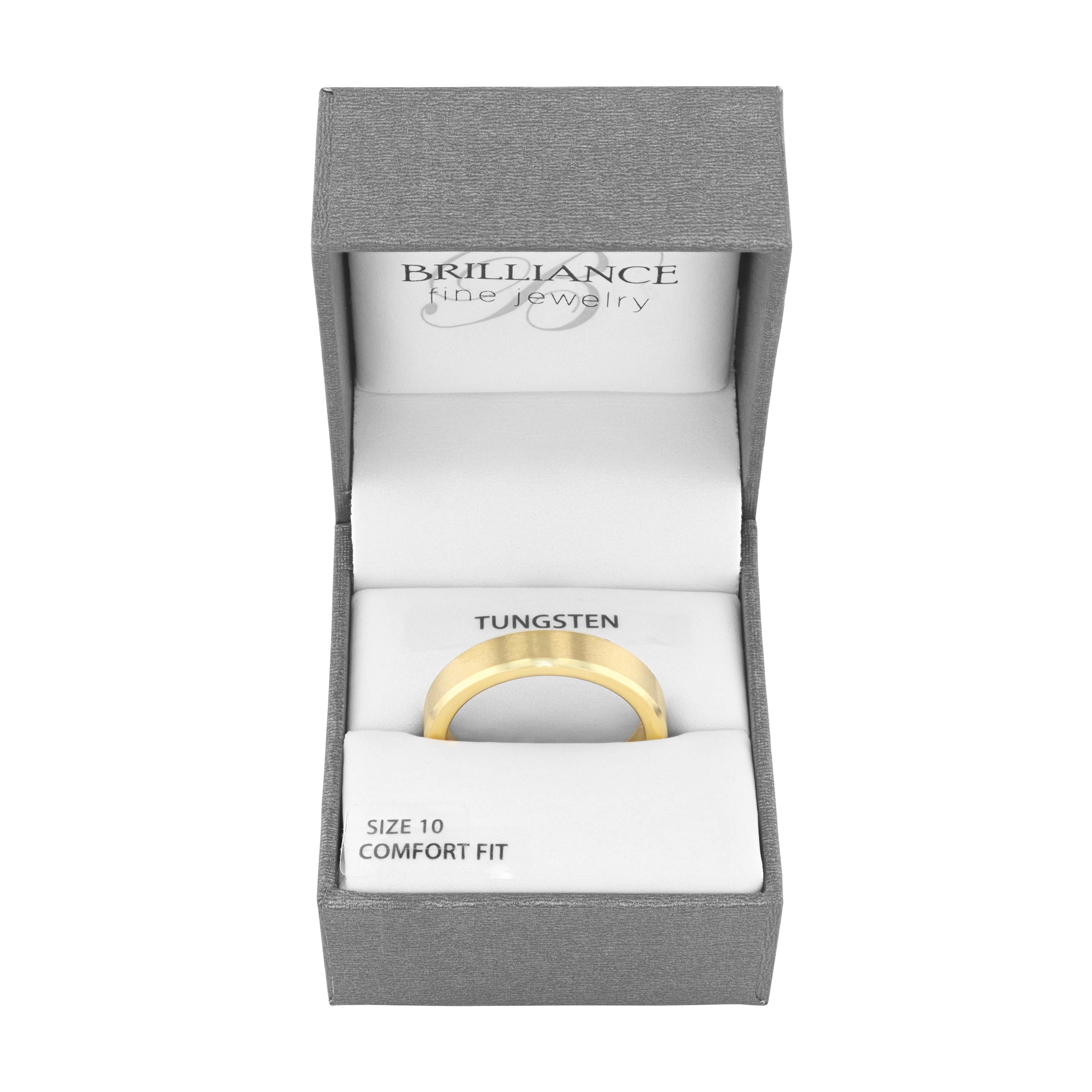 Men's Gold-Tone Tungsten Plain Beveled 5MM Wedding Band by Brilliance Fine Jewelry - Men's Ring