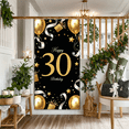 thumbnail image 5 of LUUFILx Happy 30th Birthday Banner Decorative Backdrop Party Supplies Gold Balloons Photography Props Celebration Background Decors Birthday Party, 5 of 7