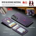thumbnail image 5 of Dteck Magnetic PU Leather Case for Samsung Galaxy S25 Edge (2025), Compatible with MagSafe Accessory, Detachable Wallet RFID Blocking Card Holder Ring Stand Shockproof Protective Phone Case, Purple, 5 of 5