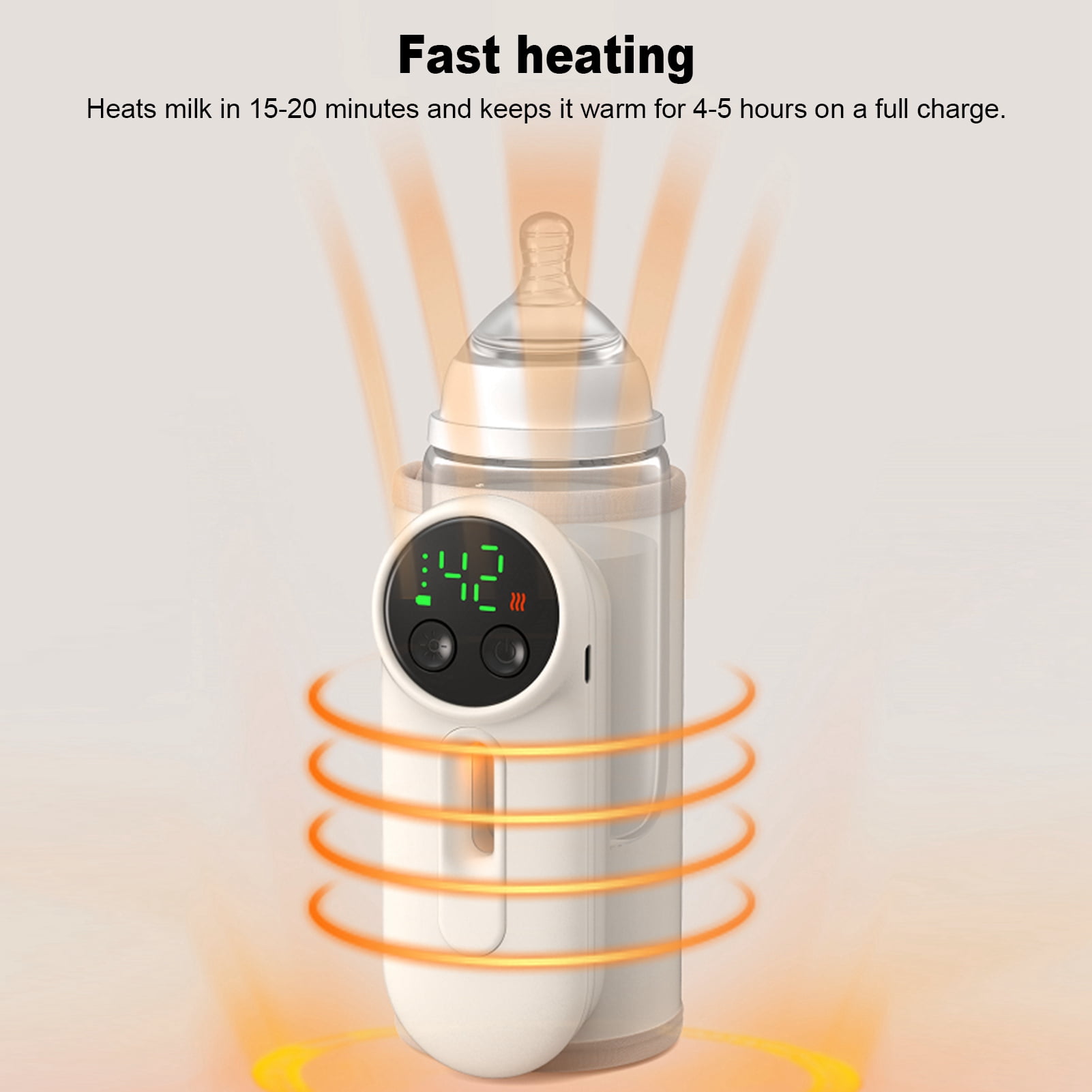 Yajisi Portable Milk Bottle Warmer with Temperature Display, Fast Heating Rechargeable Breastmilk Heater for Travel (5.91 in / 15 cm)