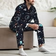 thumbnail image 7 of Fuzoiu Galaxy2 Print Men's Long-Sleeved Pajama,Lounge Button Down Nightwear,Mens Notch Collar Pajama Set -Large, 7 of 7