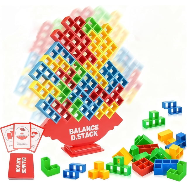 Tetris Tower,Juego Equilibrio Torre Tetra,Bloques Rusos, Tetris Juegos de Mesa Familiares,Stack Attack,Juguetes de Juegos Apilar Balance,Juguetes Educativos para Niñas Niños,Regalos Na