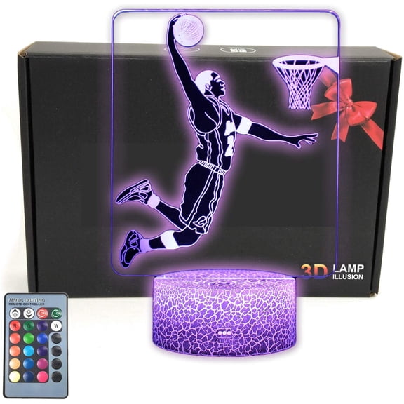TriPro Basketball Player 3D Illusion LED Desk Lamp Night Light with 16 Colors Fans Decorations