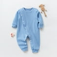 thumbnail image 2 of UAMVSH Unisex Baby Onesies Newborn Infant Brushed Long Sleeve Jumpsuit Side Button Crewneck Soft Cotton Romper Fall Winter Clothes 0-2Y, 2 of 3