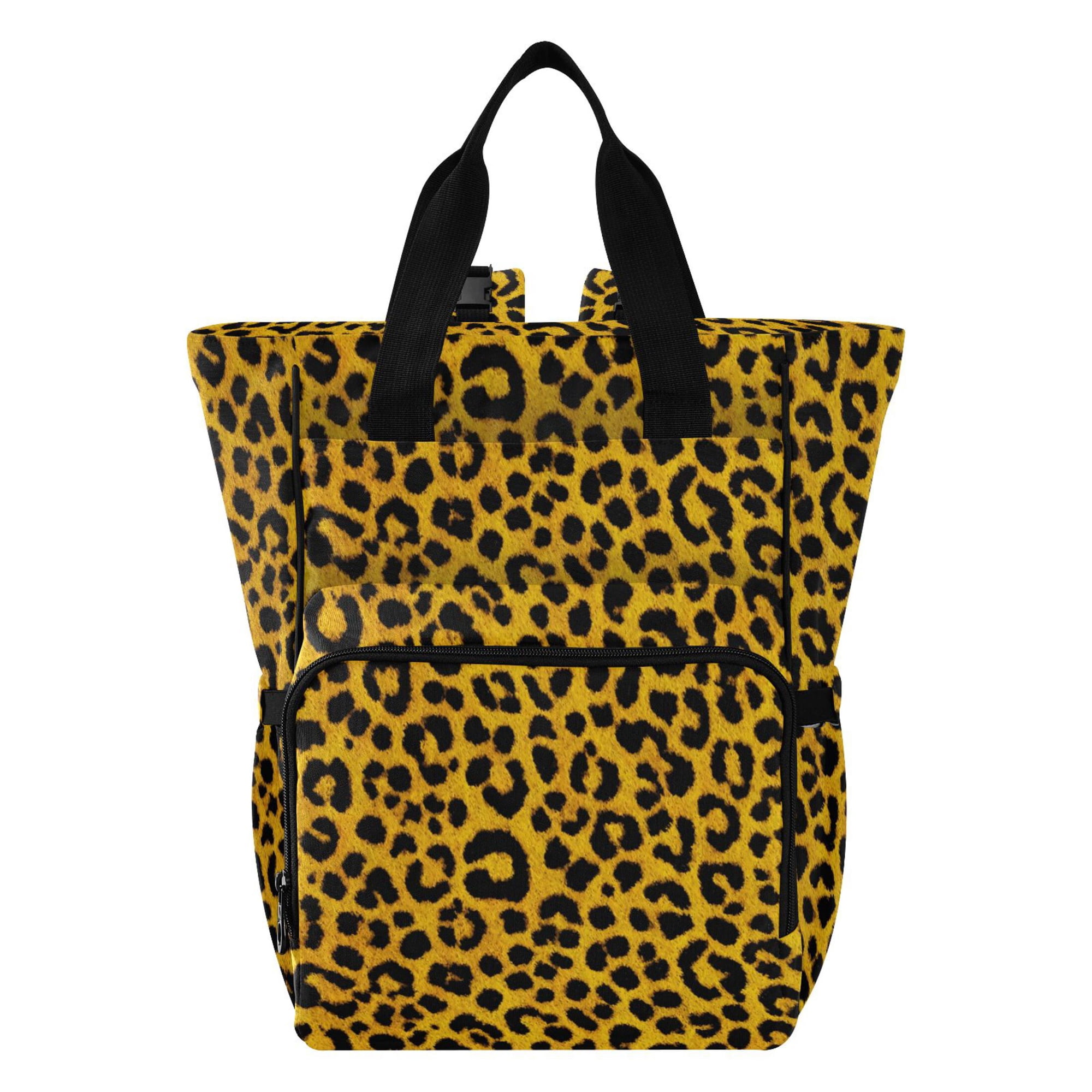 Iauyy Diaper Bag Backpack, 15L Large Capacity Diaper Bag Tote, Nylon Fabric for Outdoor Travel Shopping, Yellow and Black
