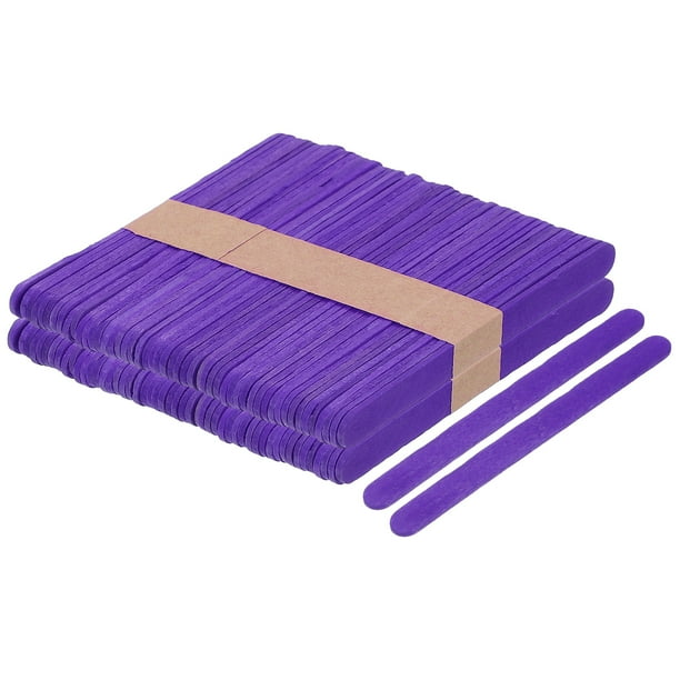 100pcs Palitos de Madera para Manualidades, Palitos de Helado de 4.5 Pulgadas para Manualidades DIY Morado