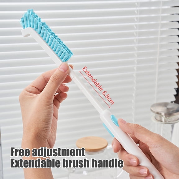 Eolstice Brush Cup Brush Kitchen Sink, Stretchable Long Handle Cleaning Brush, Elbow Brush Cleaner with Hanging Hole, For Bathroom Tile, Tub, Grout Cleaning, Hard to Reach Areas(Blue)