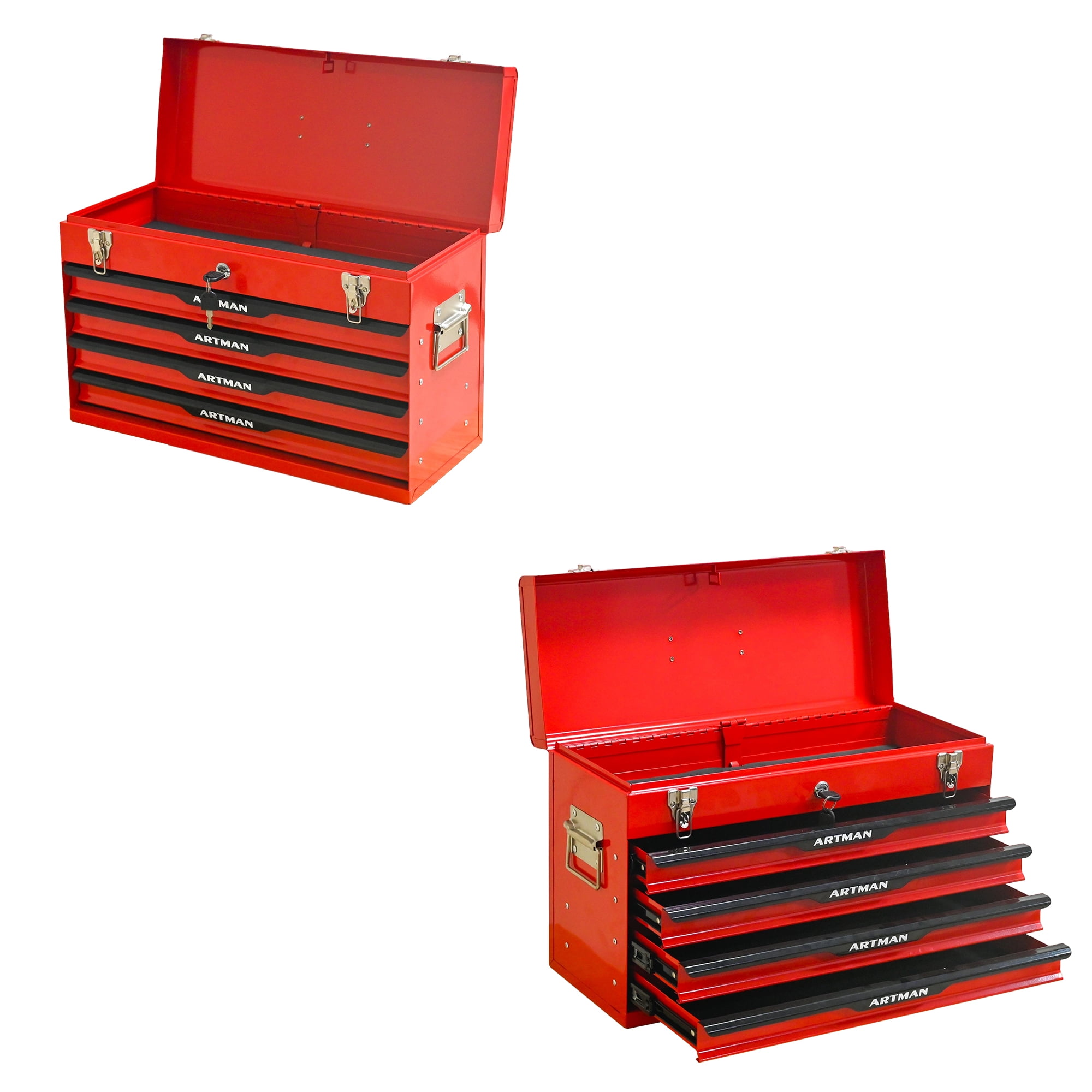 20" Steel Tool Box with Drawers, Lockable Powder-coated Storage