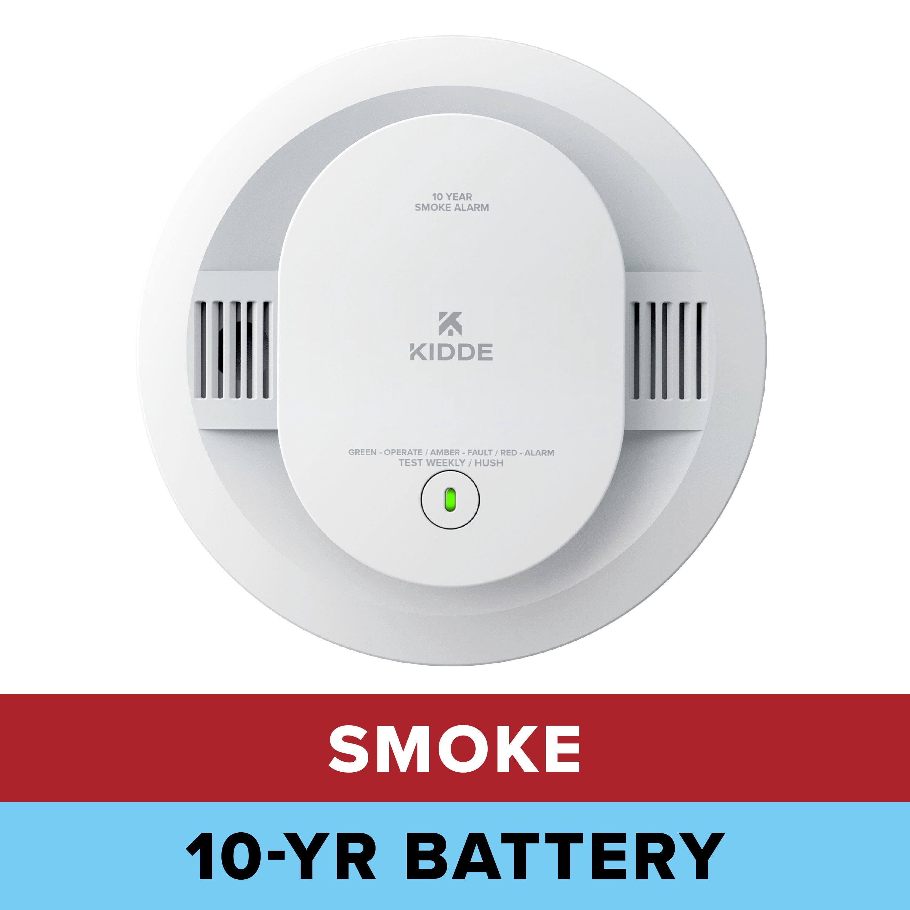 (2 pack) Kidde 10-Year Sealed Lithium Battery-Operated Photoelectric Smoke Detector Alarm, 5-inch