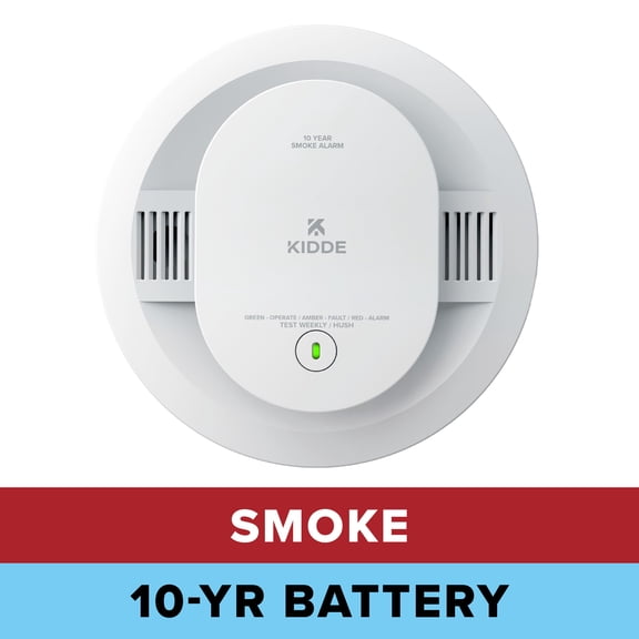 Kidde 10-Year Sealed Lithium Battery-Operated Photoelectric Smoke Detector Alarm, 5-inch