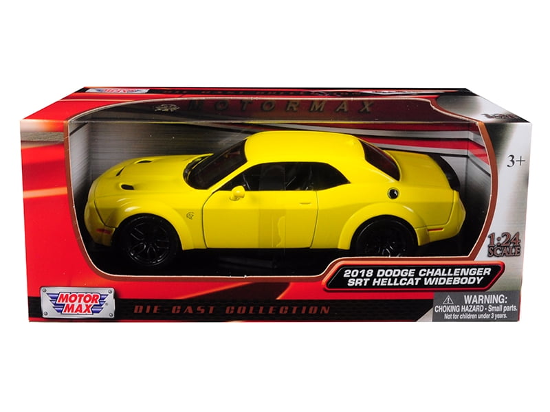 2018 Dodge Challenger SRT Hellcat Yellow 1/24 Scale Diecast Model Car New In Box 