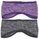 thumbnail image 1 of KAKOWELY 2 orejeras de forro polar con cobertura completa, diadema deportiva resistente al frío para deportes al aire libre, color morado y gris., 1 of 5