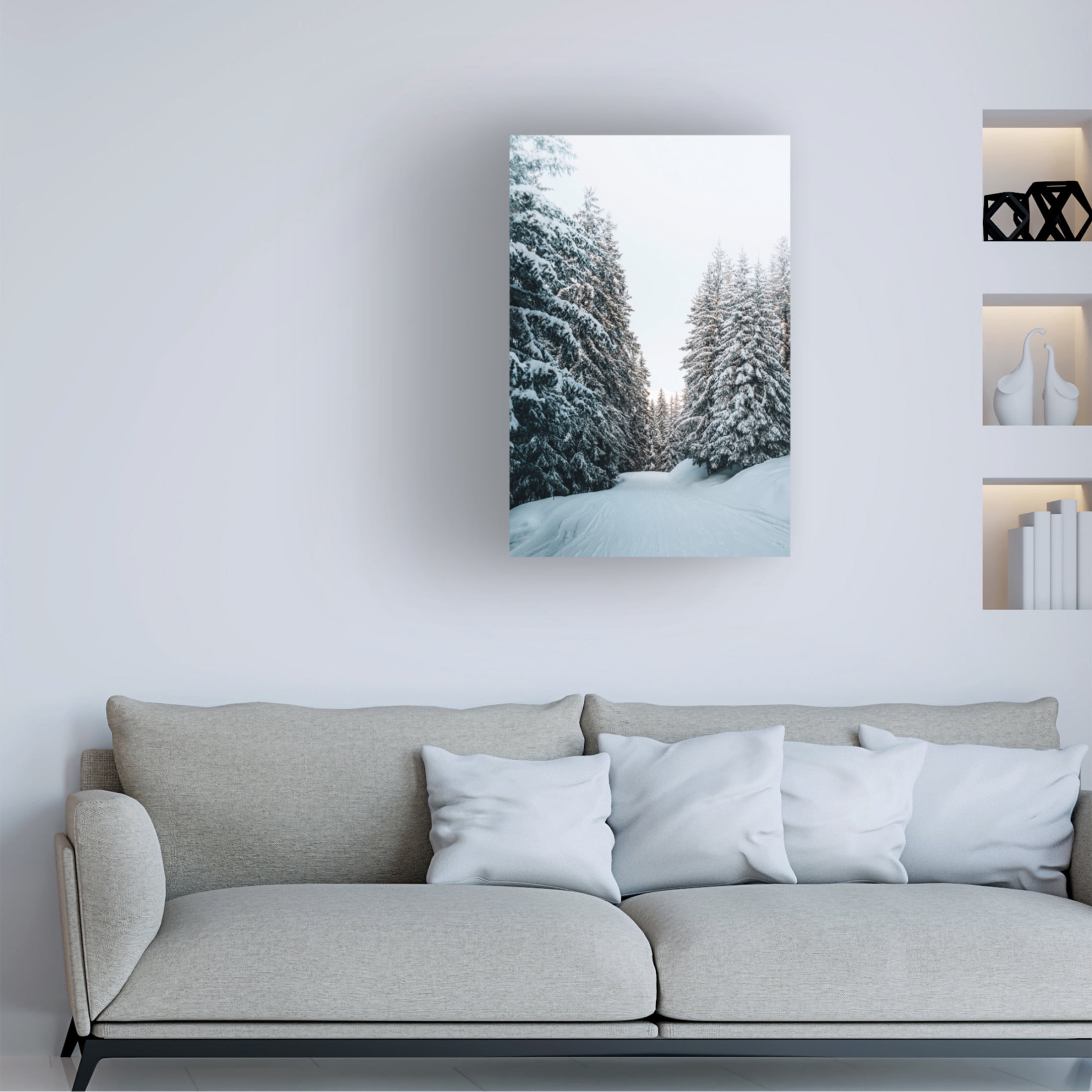 Canvas Wall Art - Incado 'Trail in Snow' Wall Art for Living Room, Bedroom, or Office Décor by Trademark Fine Art - 16 x 24 Inches