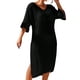 thumbnail image 3 of Vestido para Mujer con Escote en V, Media y Abertura Lateral. Negro S, 3 of 8