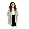 thumbnail image 2 of NAISIBABY Girls Fleece Hooded Overcoat, with Pockets Thermal Lined Double-Breasted Winter Faux Fur Fashion Peacoat Beige 9T, 2 of 7
