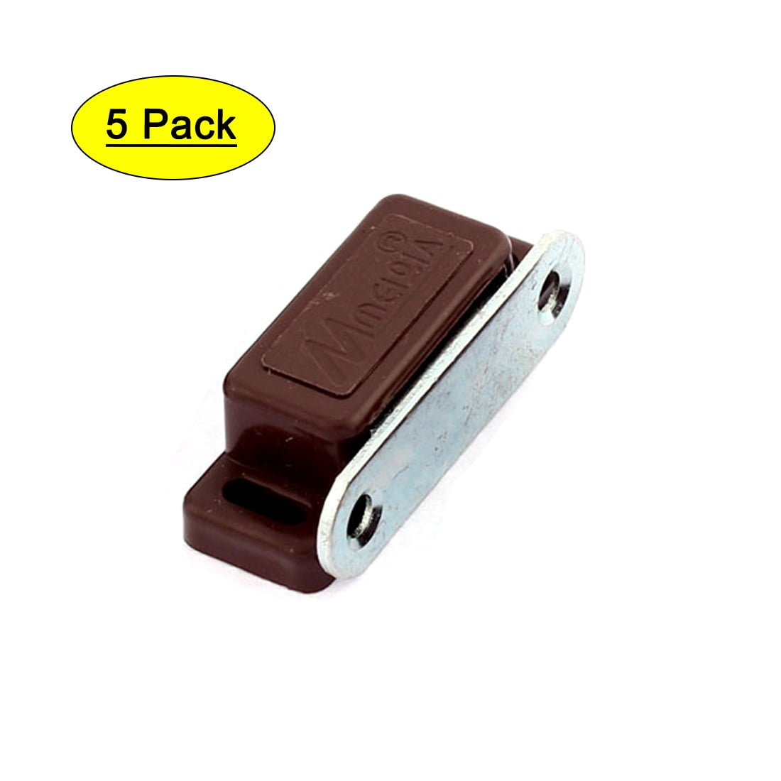 Double Magnetic Latches Catch for Furniture Cabinet Door Closet Brown 5pcs
