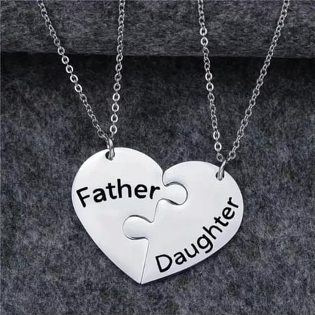 Unbreakable Bond - Stainless Steel Heart Puzzle Necklace Set Father & Daughter