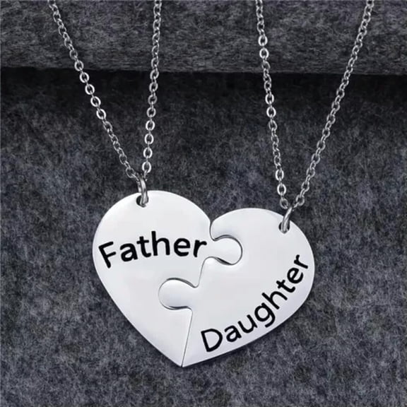 Unbreakable Bond - Stainless Steel Heart Puzzle Necklace Set Father & Daughter