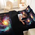 thumbnail image 5 of Manfei Glowing Spiral Galaxy 7-Piece King Bedding,Celestial Stars King Bed in a Bag,Black,Black Reversible, 5 of 7