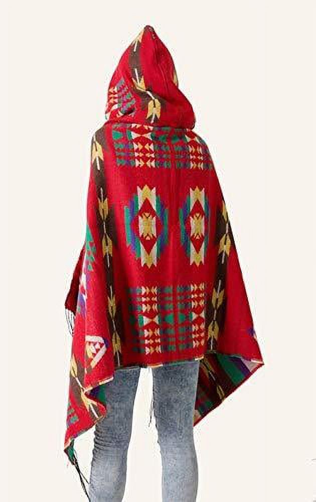 StylesILove Women Horn Button Boho Tribal Fringed Asymmetrical Poncho Cape Cozy Cardigan Wrap Jacket - image 2 of 5