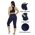 thumbnail image 3 of Hanerdun Womens Yoga Pants High Waist Pocket Capri Workout Leggings Running Bottom Activewear Navy Blue XL, 3 of 6