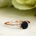 thumbnail image 4 of Gem Stone King 10K Rose Gold Black Onyx and White Lab Grown Diamond Solitaire Engagement Ring for Women (0.83 Cttw, Round 6MM, Gemstone December Birthstone, Size 9), 4 of 6