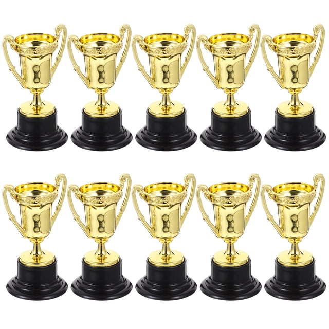 10 trofeos de plástico dorados para premios escolares