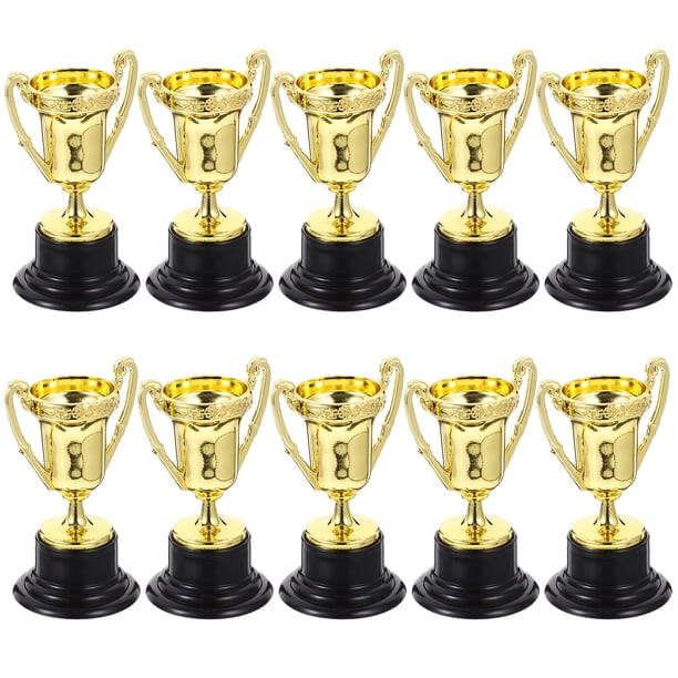 10 trofeos de plástico de recompensa, copas de premio doradas, suministros escolares de recompensa.