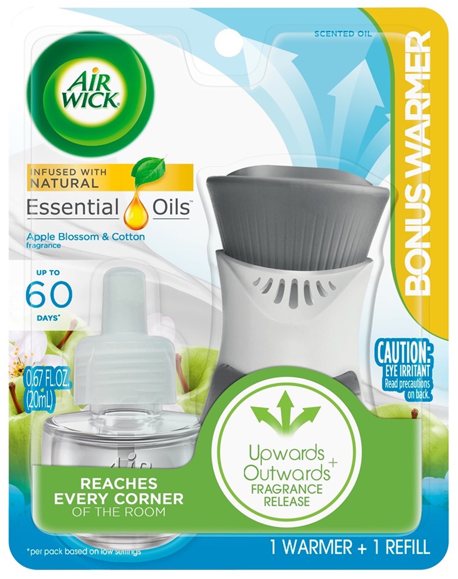 Air Wick Plug In Starter Kit, Warmer + 1 Refill, Apple Blossom and