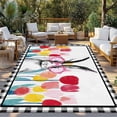 thumbnail image 2 of Easter Outdoor Rug for Patio/Deck/Porch, Non-Slip Large Area Rug 4 x 6 Ft, Rabbit Spring Botanical Flowers Black White Lattice Indoor Outdoor Rugs Washable Area Rugs, Camping Rug Carpet Runner, 2 of 8