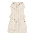 thumbnail image 4 of Winter Jackets for Women Women Longline Quilted Vest With Drawstring Waist Hooded Sleeveless Jacket For Winter Warmth And Style Winter Coats for Women, 4 of 4