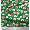thumbnail image 3 of Soimoi Green Moss Georgette Fabric Cloud & Hot Air Balloon Holiday Decor Fabric Printed Yard 42 Inch Wide, 3 of 3