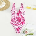 thumbnail image 5 of CHGBMOK Women's Printed One Piece Swimsuit Tummy Control V Neck Bathing Suits, 5 of 8