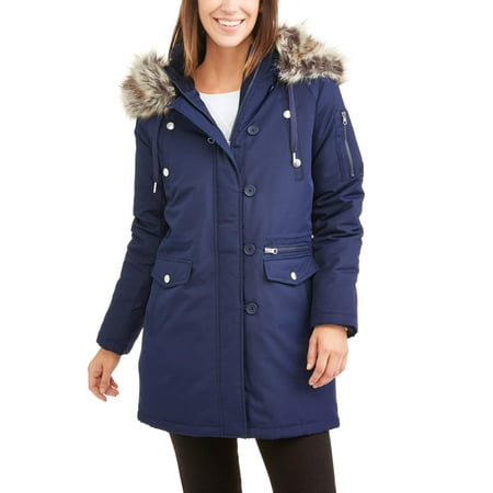 Swiss Tech Women's Parka Jacket With Fur-Trim Hood - Walmart.com