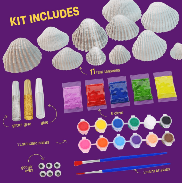 Seashell Painting Toy for Kids, Craft Set for Kids, Arts and Crafts Kits for Girls, DIY Crafts