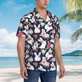 thumbnail image 5 of Daiia Rabbit And Rose Hawaiian Shirt for Men Gentle Cotton Regular Short Sleeve Casual-, 5 of 9