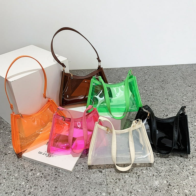 Fashion Transparent Underarm Bag Shoulder Handbag Jelly Bag for Phones  Tissues