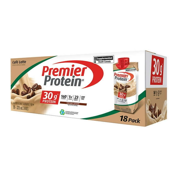 Premier Protein High-Protein Café Latte Shake 18 × 325 mL - Ready-to-Drink Shake