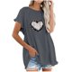 thumbnail image 1 of Blusa de manga corta con estampado regular de flecos y cuello redondo de algodón y cáñamo para mujer OAVQHLG3B Store  lin121212, 1 of 5