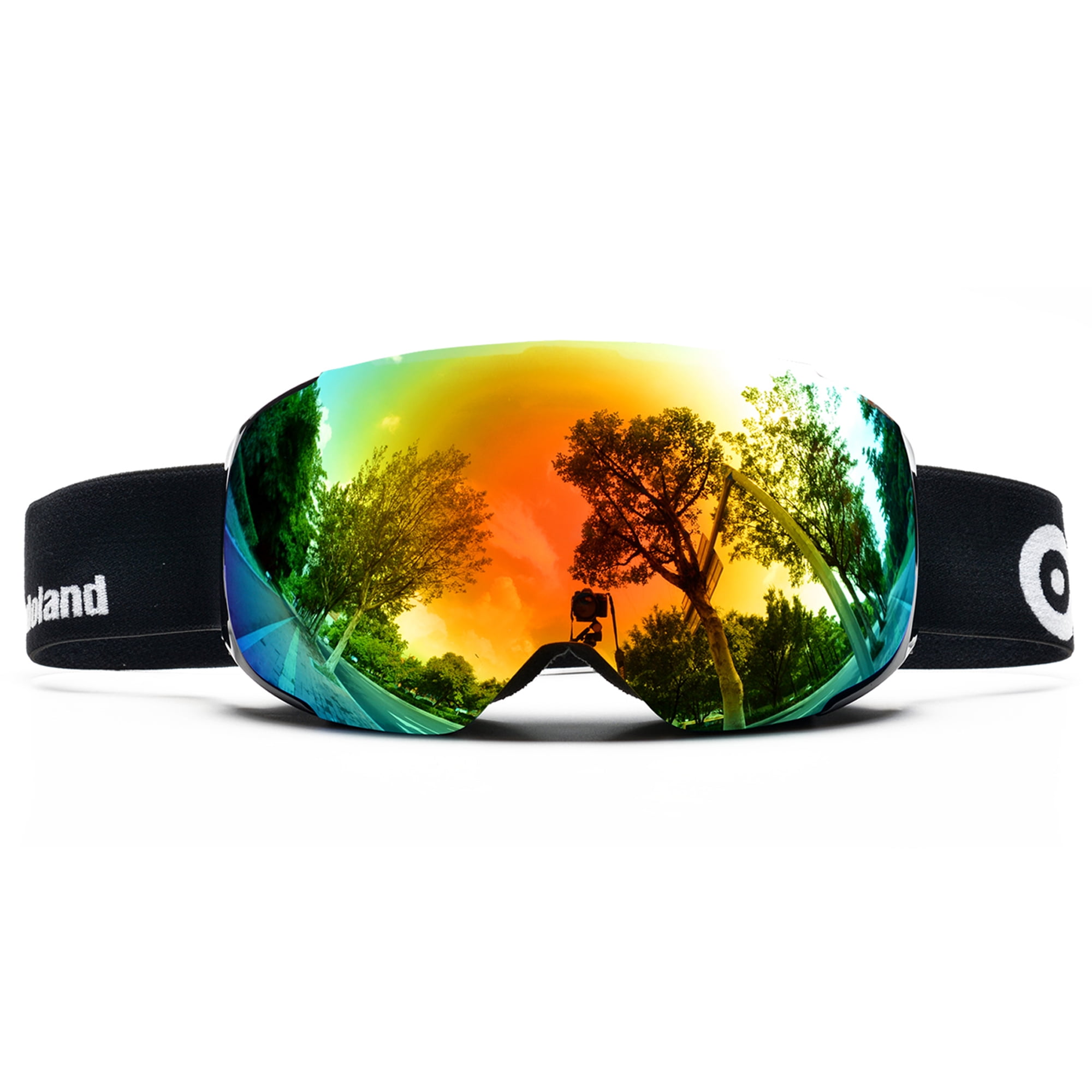 ODOLAND Anti-Fog Ski Goggles Snowboard Goggles w Magnetic Detachable Lens Double Spherical Lens Black by