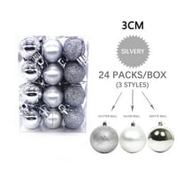 KQJQS 24pcs Shatterproof Christmas Ball Baubles - 1.2 Inches Blue Hanging Balls for Tiny Xmas Tree Decoration(Silver)