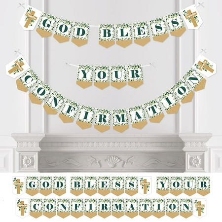 Confirmation Elegant Cross - Religious Party Bunting Banner - Party Decorations - God Bless Your Confirmation
