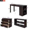 thumbnail image 4 of Full Size Loft Bed Frame with Rolling Portable Desk and Cabinet, Wooden Low Study Bedroom Loft Bed with 3 Storage Drawers, Bookshelf, Ladder and Safety Guardrails, Not Included Mattress, Espresso, 4 of 7