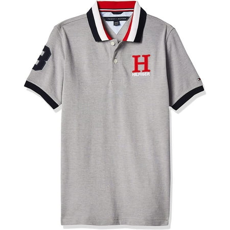 Tommy Hilfiger GREY HEATHER Big Boys' Matt Pique Polo Shirt, US X-Large (20)