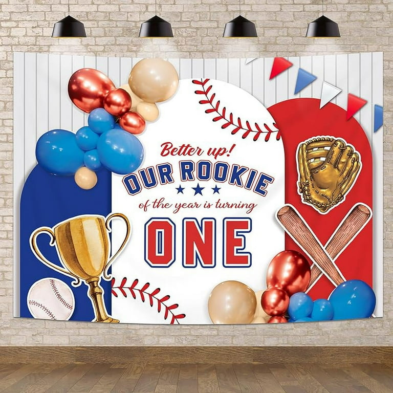 Glittery "Rookie Of The Year" Baseball Banner - Kids Birthday Party Decorations, Boy Sports Theme