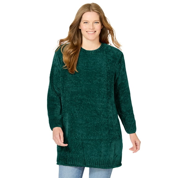 Woman Within Plus Size Crewneck Chenille Sweater