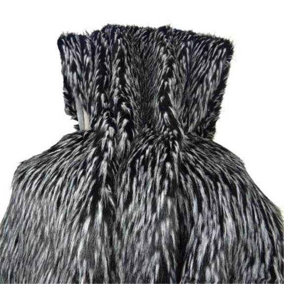 Wolf Faux Fur Handmade Blanket, Black & White - 102 x 116 in.